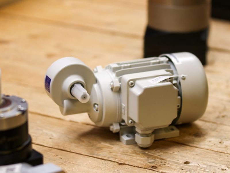Compacte eenfase elektromotor op een werkbank